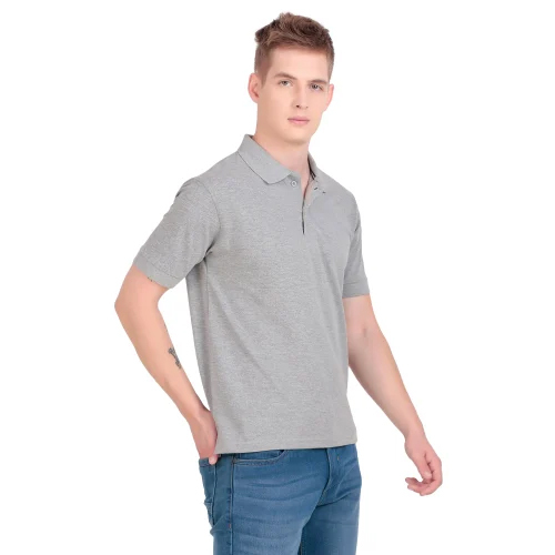 Mens Grey Polo T Shirt