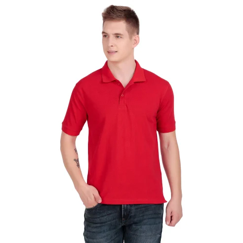 Red Cotton Matty Polo T Shirt