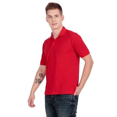 Red Cotton Matty Polo T Shirt