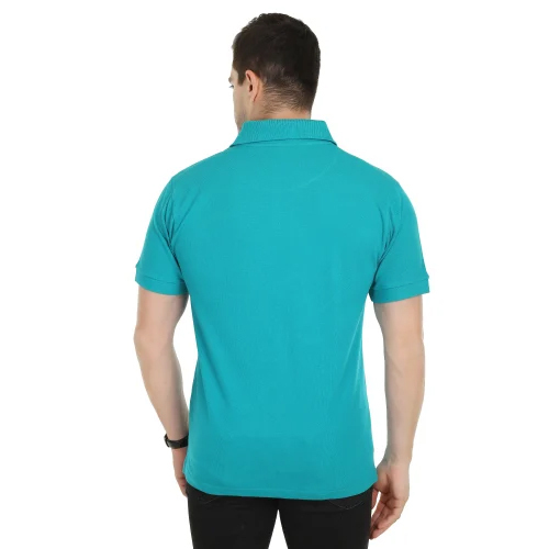 100% Blue Cotton Matty Fabric Bio Wash Polo T Shirt