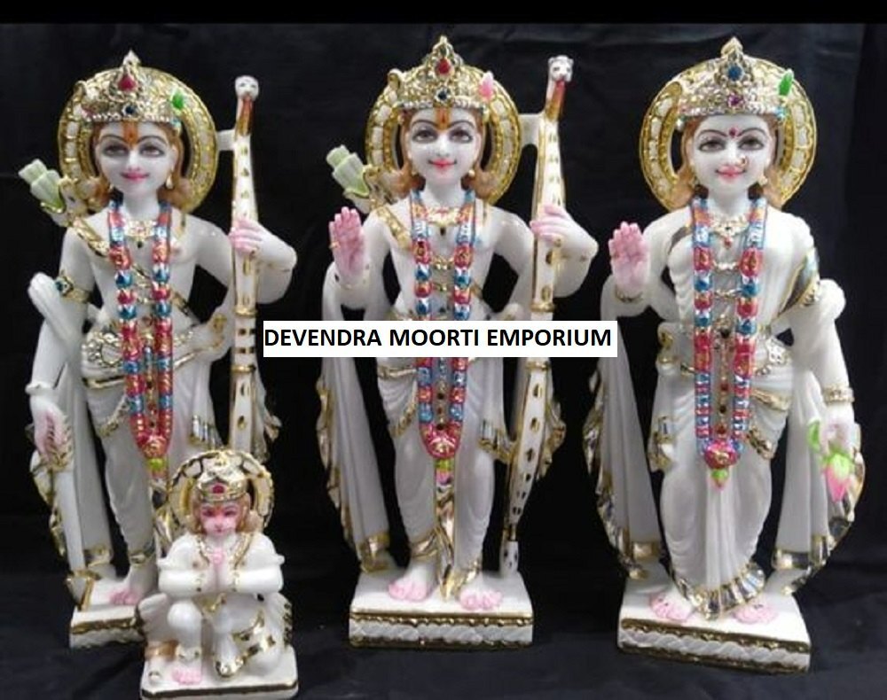 Handcrafted White Marble Ram Darbar Murti for Mandir