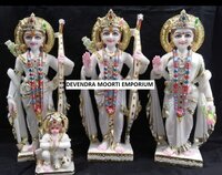 Handcrafted White Marble Ram Darbar Murti for Mandir