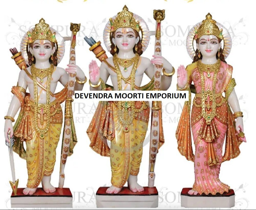 Artistic Marble Ram Darbar Sculpture for Religious Decor