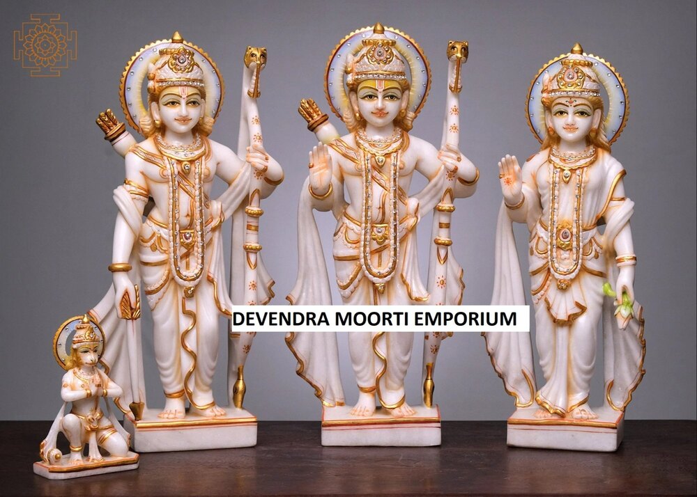 Elegant White Marble Ram Darbar Moorti for Sale
