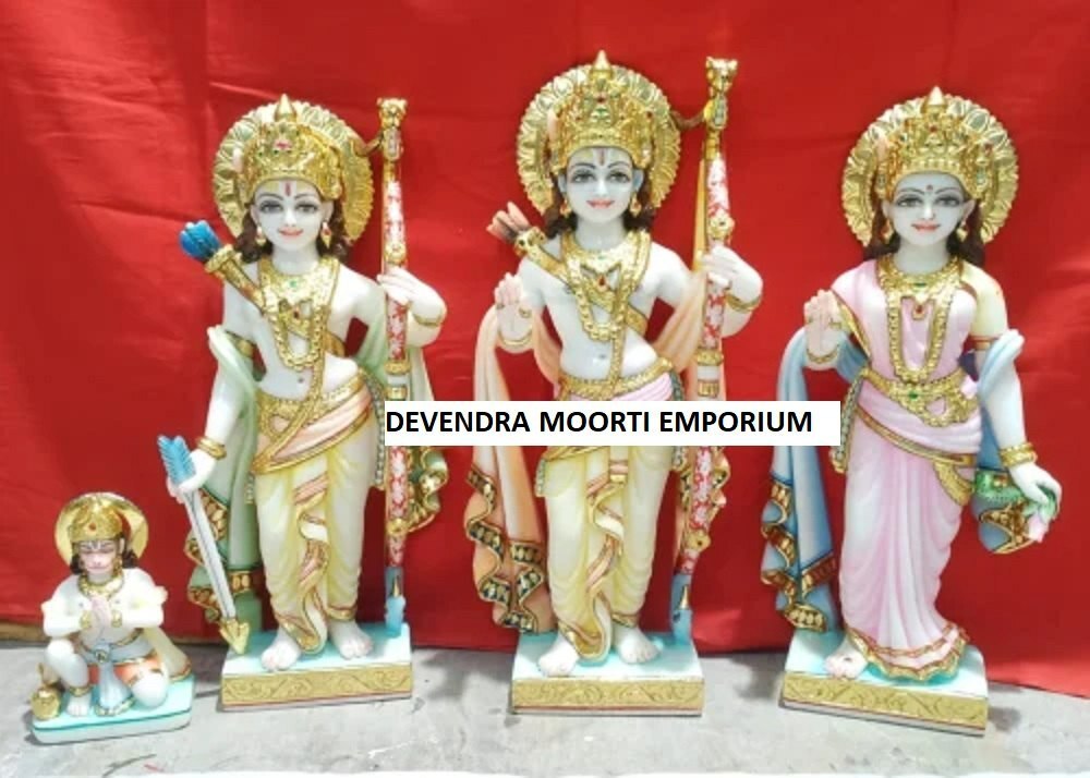 Marble Ram Darbar Murti with Rich Carving Work