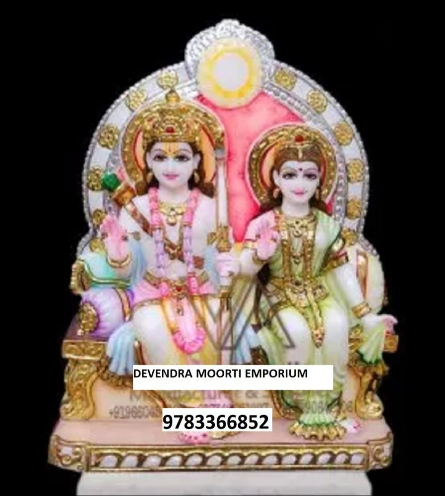 Religious Marble sitting Ram Darbar Statue for Spiritual Spaces