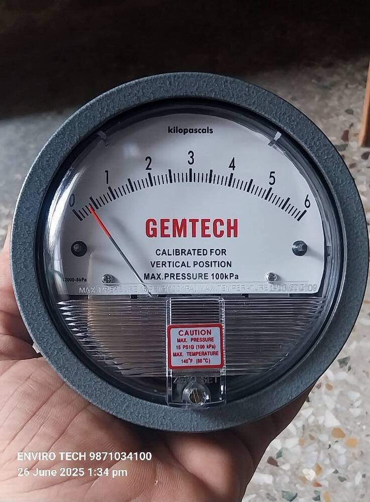 GEMTECH Differential Pressure Gauge Range 0-6 KPA