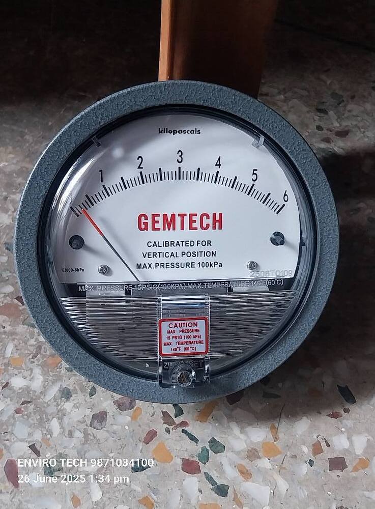 GEMTECH Differential Pressure Gauge Range 0-6 KPA