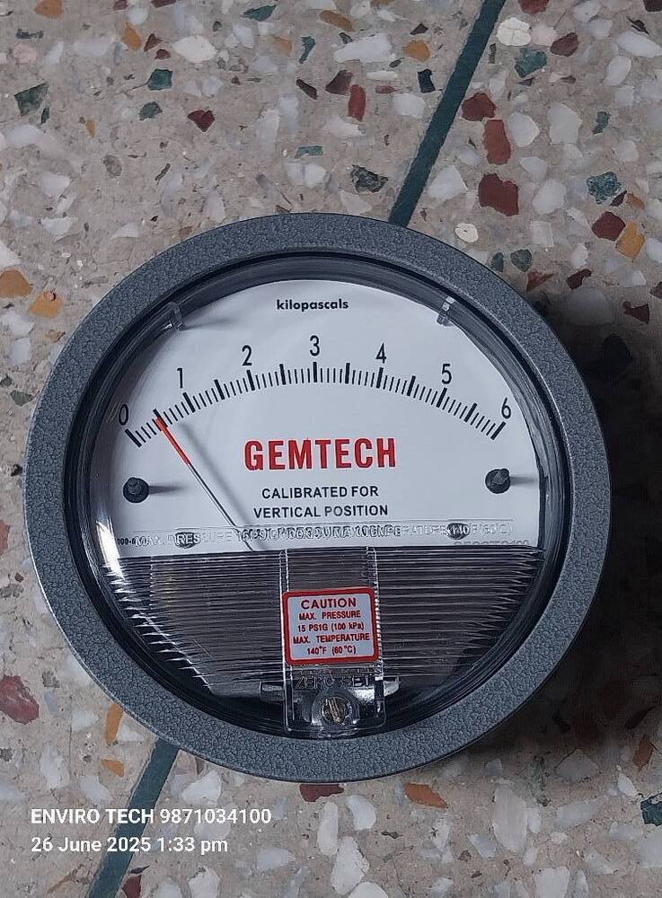 GEMTECH Differential Pressure Gauge Range 0-6 KPA