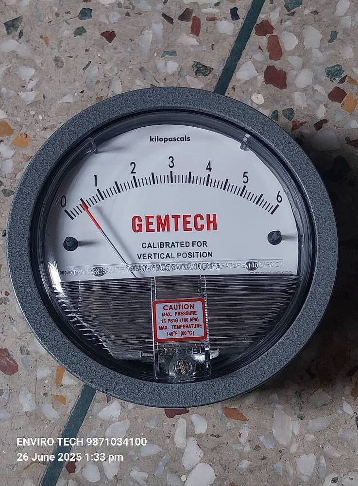 GEMTECH Differential Pressure Gauge Range 0-6 KPA