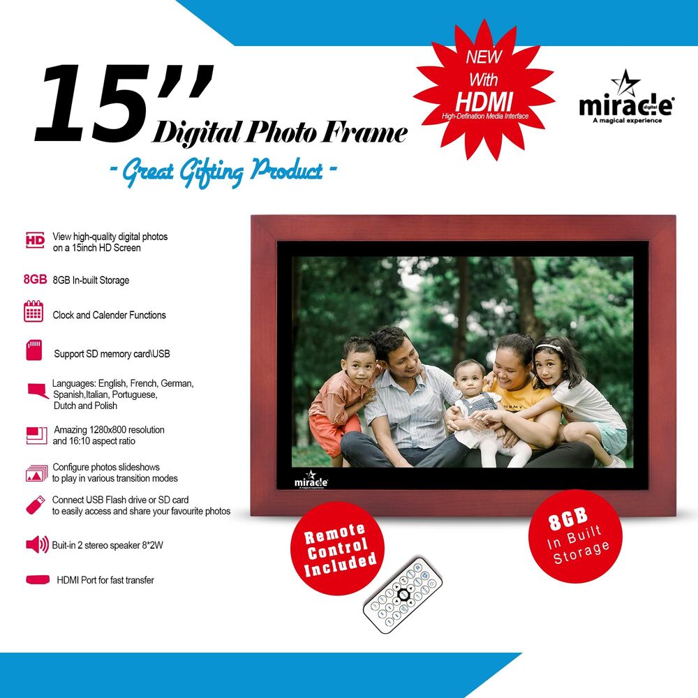 15.4 inch HDMI wooden Digital Photo Frame