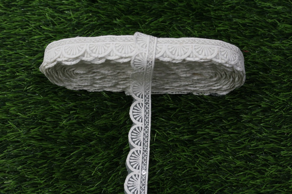 White Organza Net  With Sequence Lace