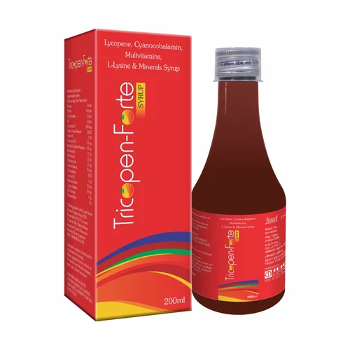 200Ml Lycopene Cyanocobalamin Multivitamin L-Lysine And Mineral Syrup - Shelf Life: 12 Months