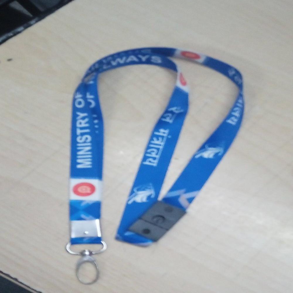 20mm MINISTRY OF RAILWAYS Satin Keychain With Fish Hook Nd Breakway Nd Flat Challa Ring