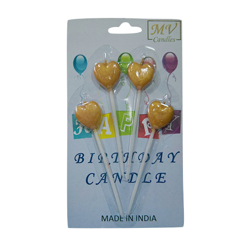 Gold Heart Stick Birthday Candle