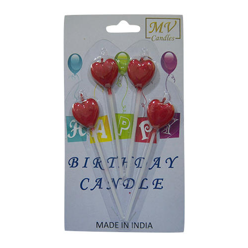 Red Heart Stick Birthday Candle - Design Type: Decorative