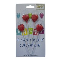 Red Heart Stick Birthday Candle - Design Type: Decorative