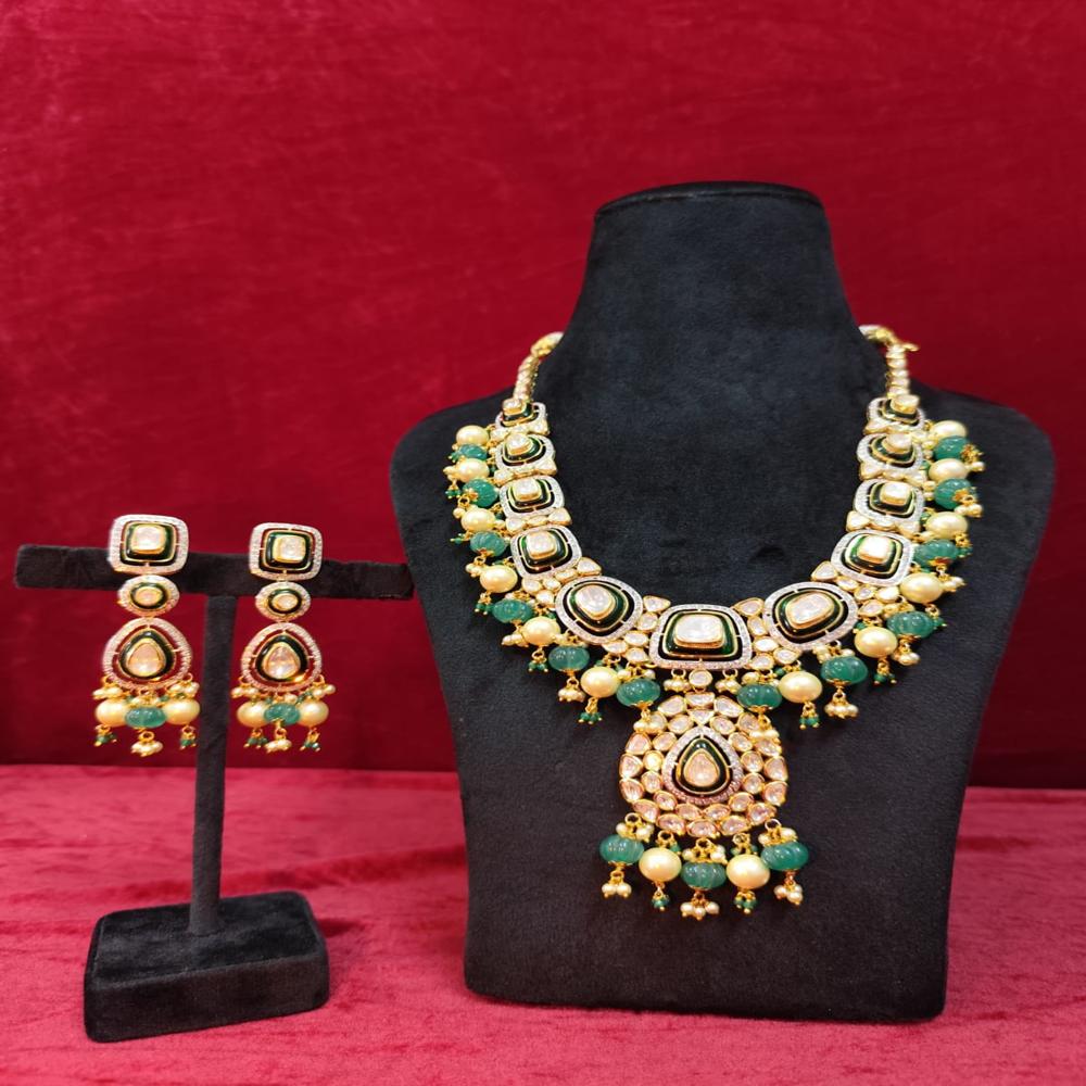 14Kt Hallmarked Gold Uncut Diamond Polki Necklace Set