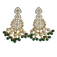 Earring Studs With Uncut Diamond Polki Earrings - Color: Multicolor