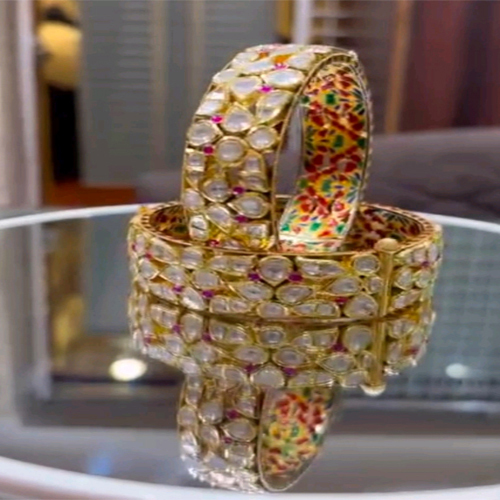 Kundan Polki Bangles - Color: Golden