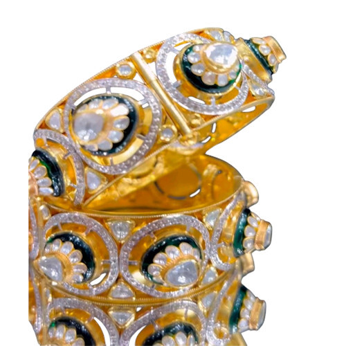 18Kt Tyani Uncut Polki Diamonds Bangles - Color: Golden