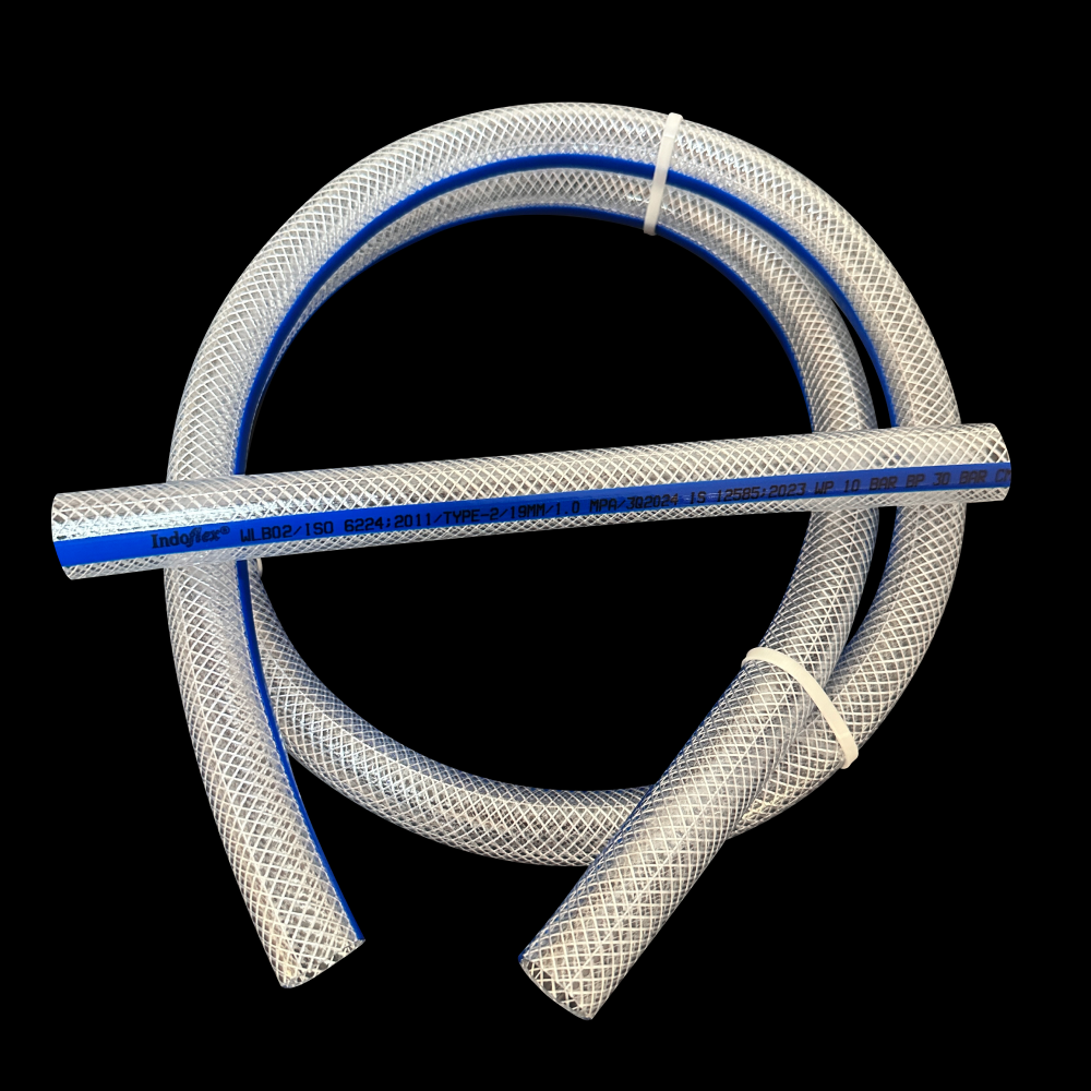 Pvc Medium Braided Hose 25mm - Color: Transparent