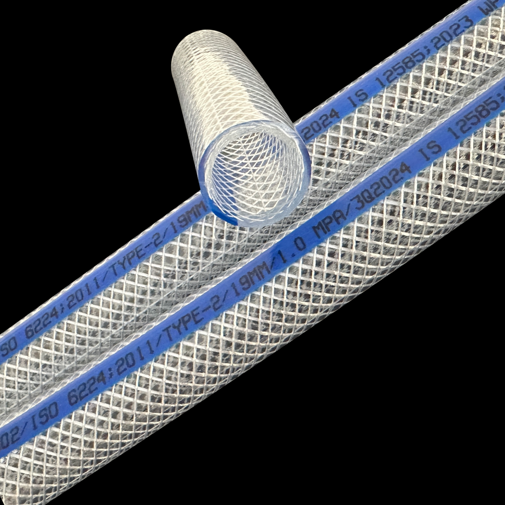 Pvc Medium Braided Hose 25mm - Color: Transparent