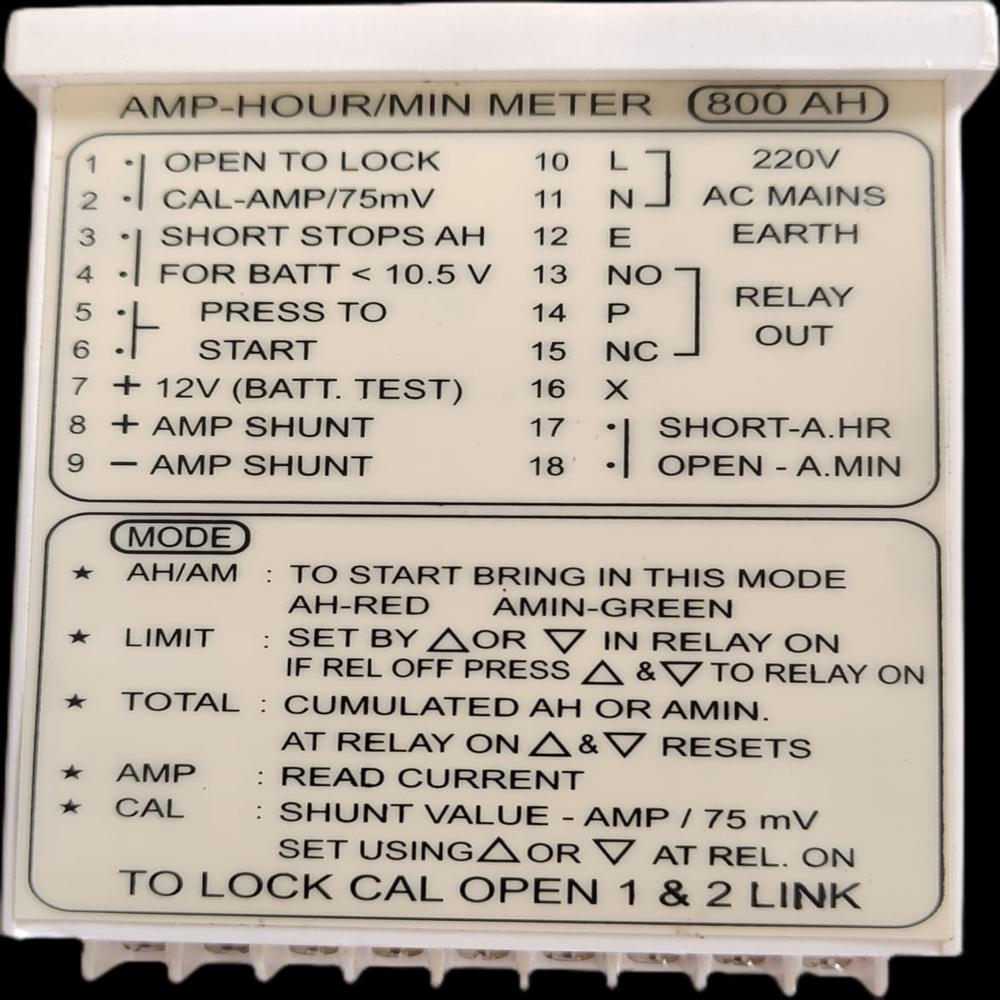 Programmable Amp Hour Meter 800AH