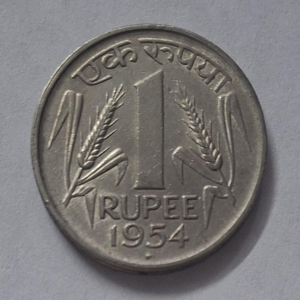 One Rupee Coin 1954 Bombay Mint Government of India