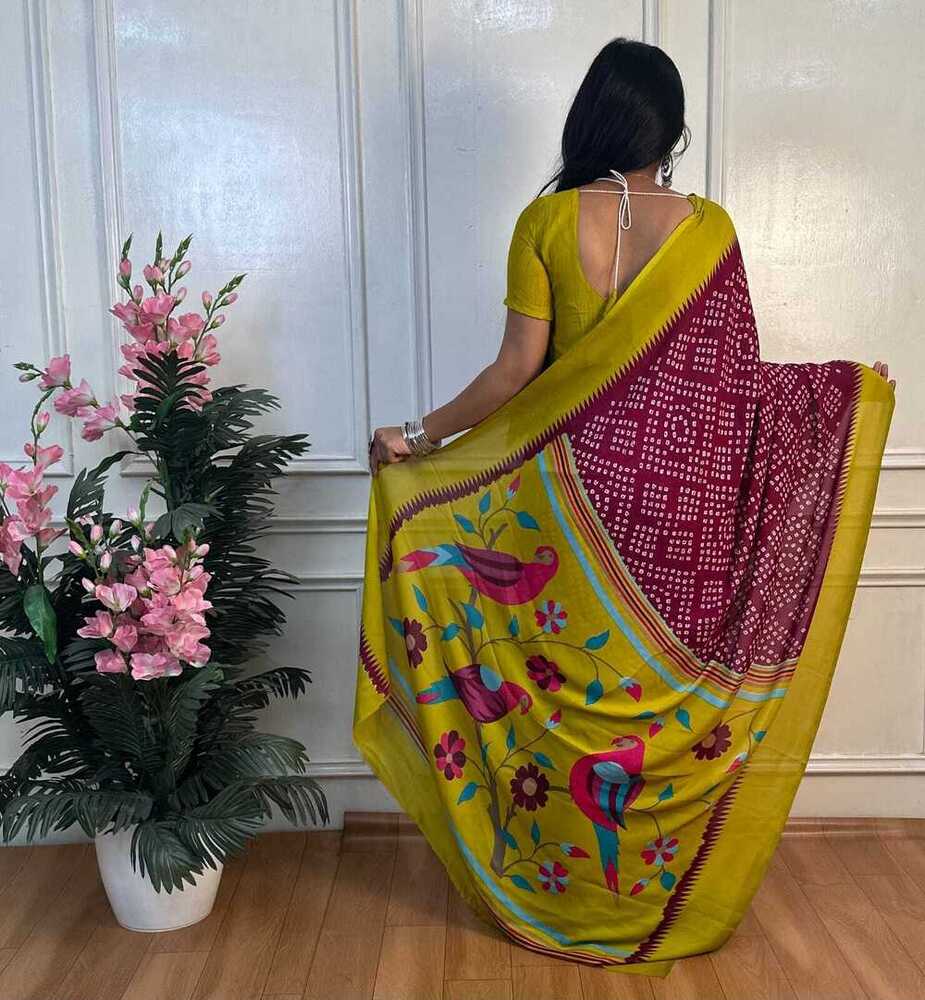 Ciffon Premium Saree - Bust Size: 0.80  Meter (M)