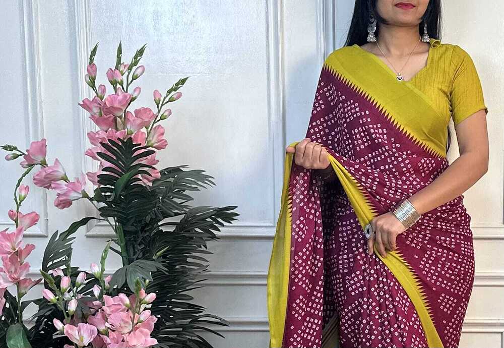 Ciffon Premium Saree - Bust Size: 0.80  Meter (M)