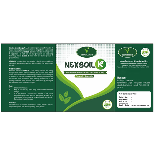 250Ml Potassium Mobilizer Bio Fertilizer - Application: Agriculture