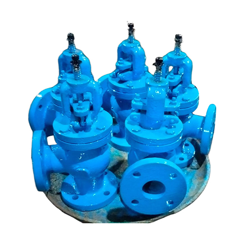 Ci Flanged Angle Type Globe Valve - Color: Blue Paint Coated