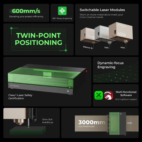 Xtool S1 Enclosed Diode Laser Cutter 20w With Ra2 Pro Kit - Features: Durable