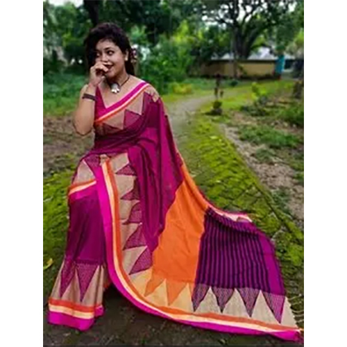 Khadi Cotton Tampal Degine Saree With Blouse