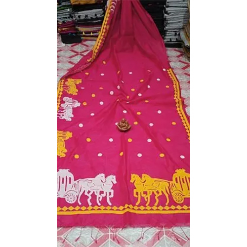 Handloom Cotton Silk Apliq Design Saree
