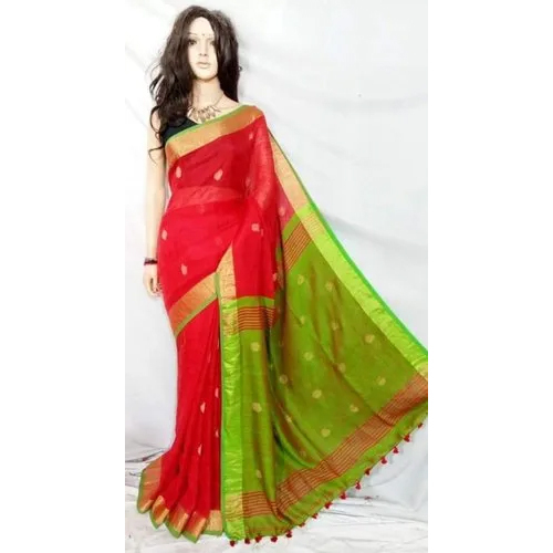 Soft Khadi Cotton Ball Buti Saree With Blouse