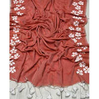 Khadi Cotton Hand Paint Saree - Color: Red