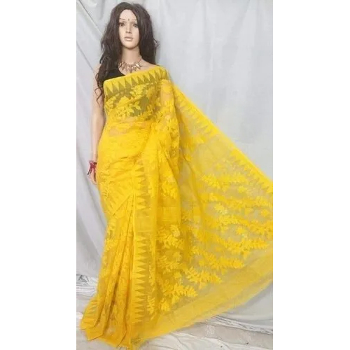 Soft Dhakai Jamdani Saree - Color: Yellow