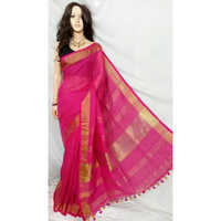 Zari Par Plane Linen Saree