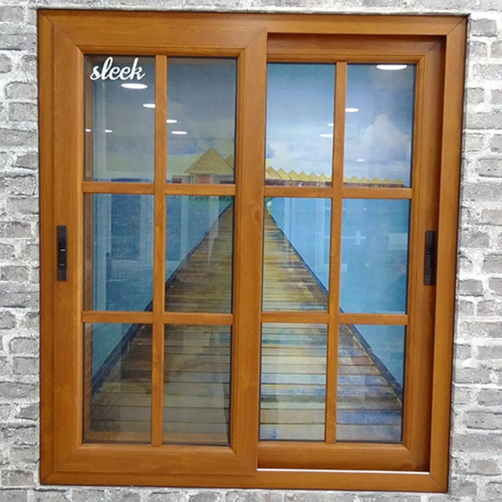 UPVC गोल्डन ओक विंडो