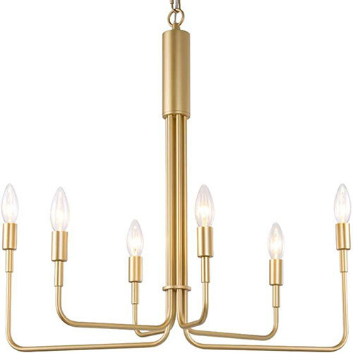 6 Bulb Gold Finish Chandelier
