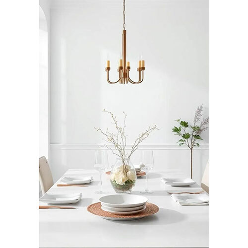 6 Bulb Gold Finish Chandelier