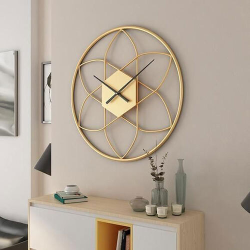 Gold Finish Wall Clock - Battery Life: 1 Years