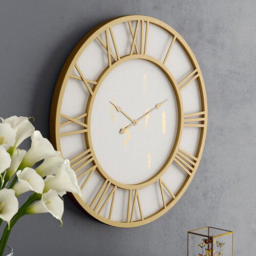 Gold Finish Wall Clock - Battery Life: 1 Years