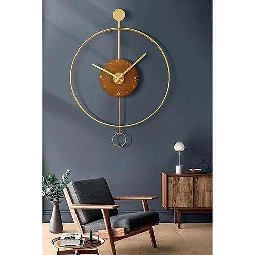 Gold Finish Wall Clock - Battery Life: 1 Years