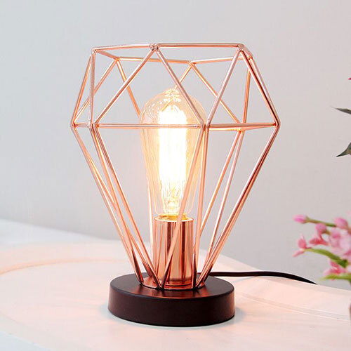 Matte Rose Gold Finish Iron Table Lamp - Material: Metal
