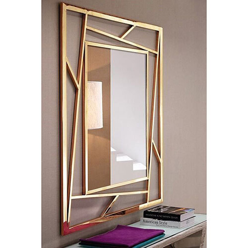 Wall Mirror In Iron With Golden Tpr Finish - Glass Thickness: 2-5 Millimeter (Mm)