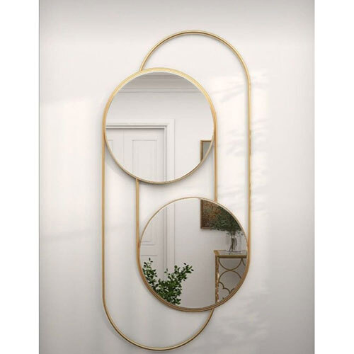 Wall Mirror In Iron With Golden Tpr Finish - Glass Thickness: 2-5 Millimeter (Mm)