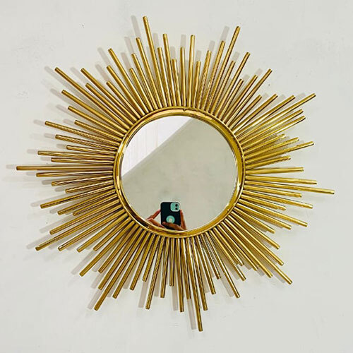 Wall Mirror In Iron With Golden Tpr Finish - Glass Thickness: 2-5 Millimeter (Mm)